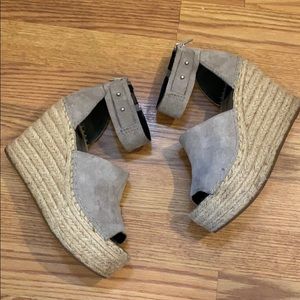 Dolce Vita grey suede espadrille wedges sz 6.5
